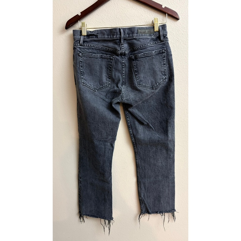 GRLFRND Tatum Jeans 27 Midnight Rambler Raw Hem Frayed Faded Black Straight Leg - Picture 6 of 8